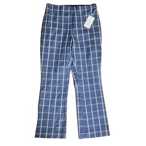 A New Day Pants Womens Size 6 NWT Blue Windowpane Plaid Kick Flare Side Zip